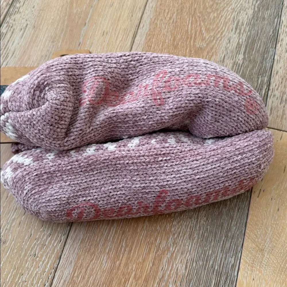 NWT Dearfoams Chenille Faux Fur Slipper Socks Pale Mauve 4–10 Cottagecore
